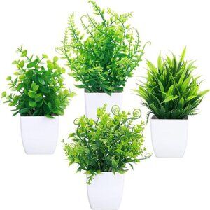 4 Pcs Fake Plants Potted Small Artificial Plants Indoor Faux Plants